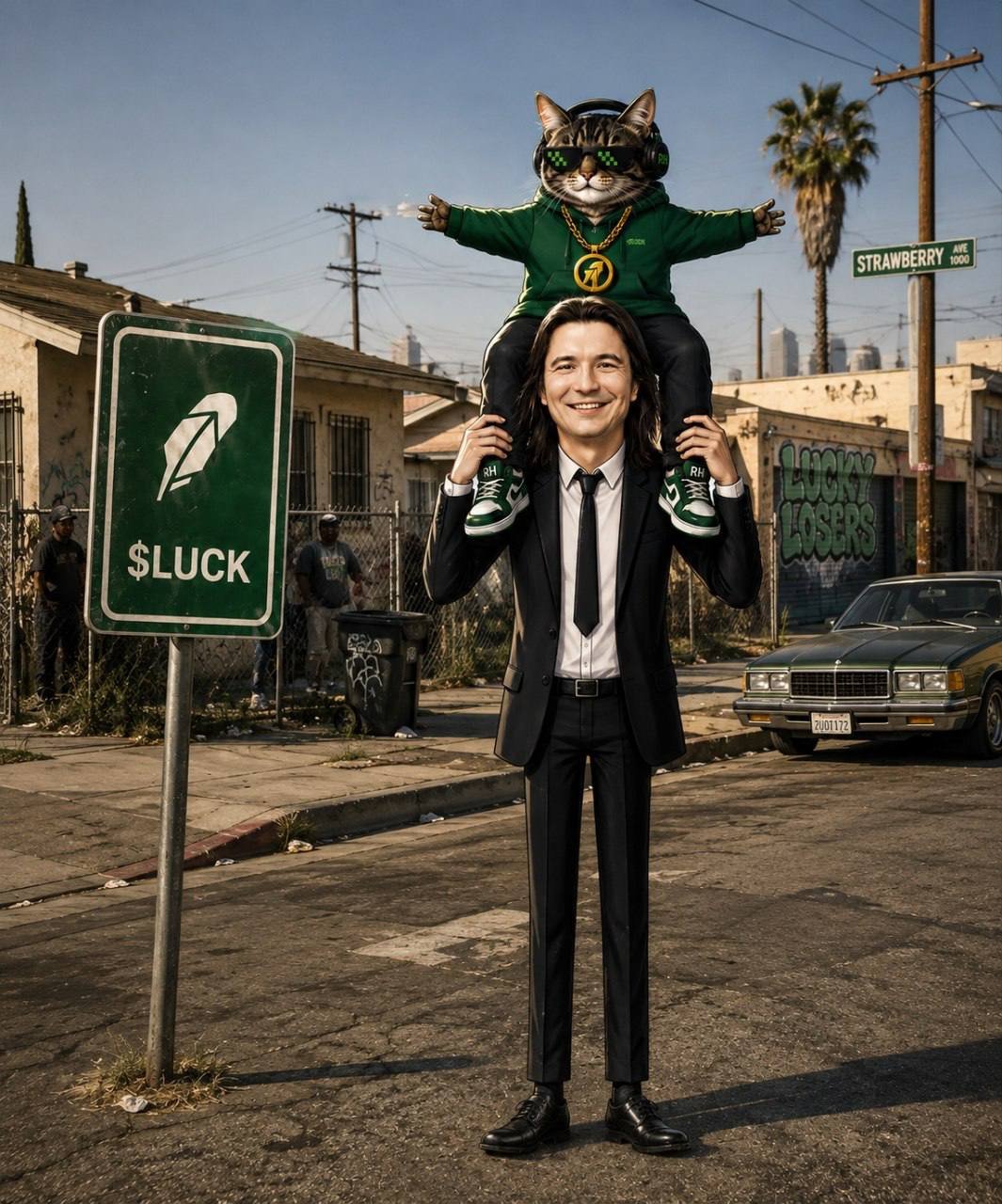 $LUCK street sign artwork